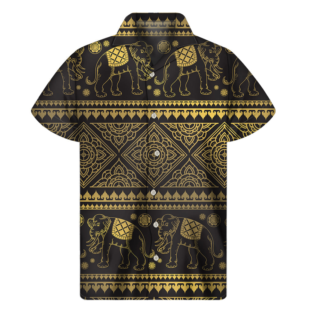 Hawaiian Island Vibes: Ethnic Thai Elephant Pattern Short Sleeve Shirt - 1