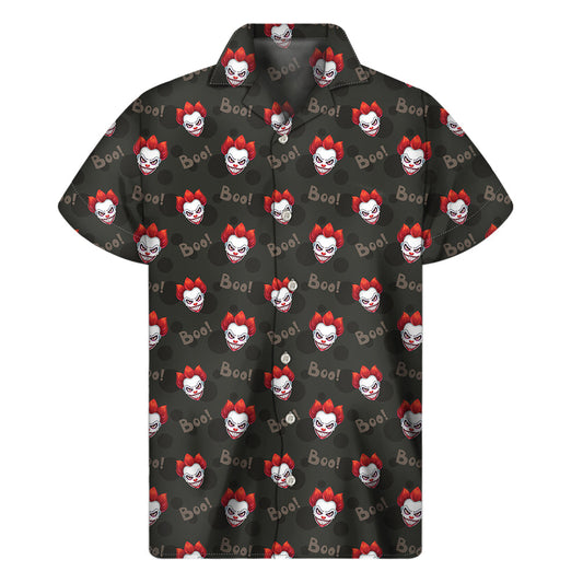 Hawaiian Clown Print Short Sleeve Shirt - Fun and Frightening Style - 1