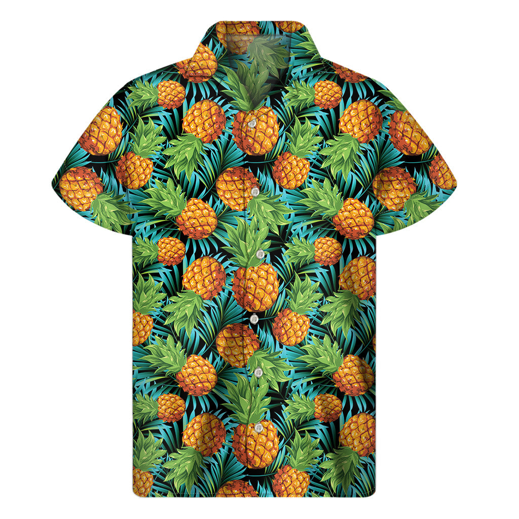 Island Vibes: Exotic Tropical Pineapple Pattern Hawaiian Short Sleeve Shirt - 1