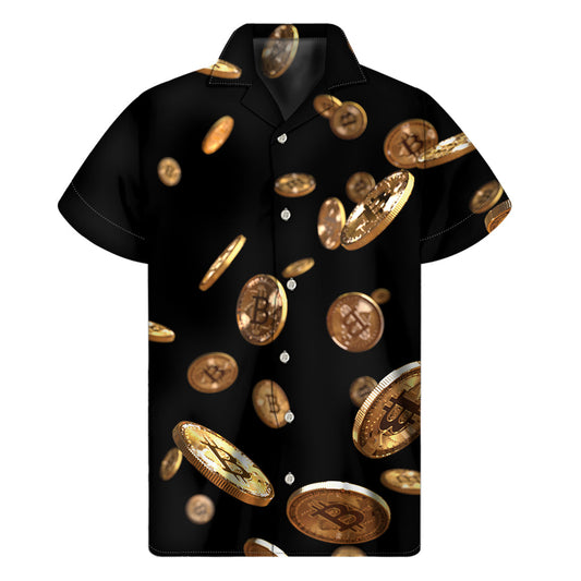 Surf's Up: Hawaiian Bitcoin Print Short Sleeve Shirt - 1