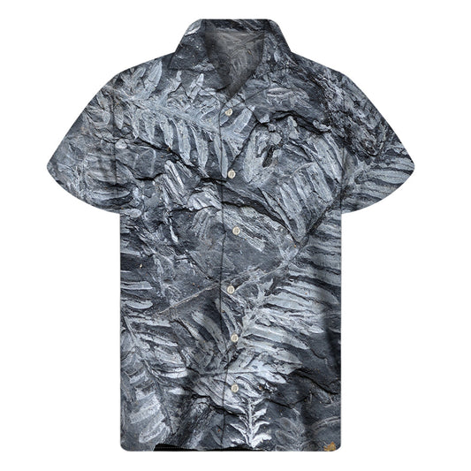 Fern Fossil Print Hawaiian Short Sleeve Shirt - Embrace the Aloha Spirit! - 1