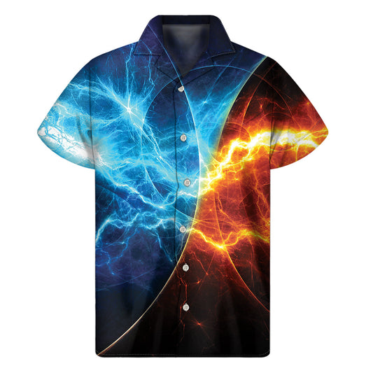 Fire and Ice Energy Hawaiian Print Short Sleeve Shirt - 1