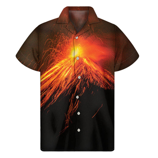 Fire Volcano Print Hawaiian Short Sleeve Shirt - Embrace the Tropical Vibes! - 1