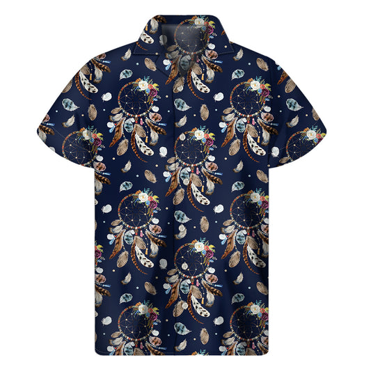 Floral Dream Catcher Hawaiian Print Short Sleeve Shirt - 1
