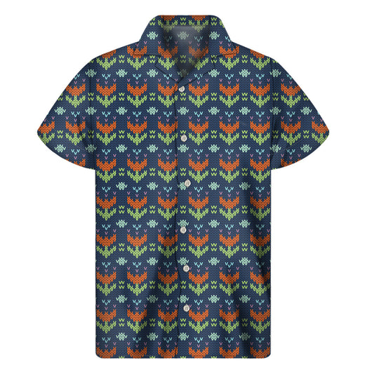 Floral Paradise: Hawaiian Short Sleeve Shirt in a Knitted Pattern - 1
