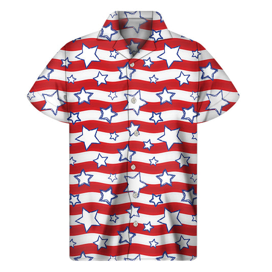 Island Charm: Hawaiian Star Pattern Short Sleeve Shirt - 1
