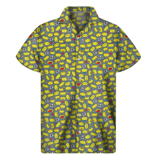 Frog Faces Pattern Hawaiian Short Sleeve Shirt - 1