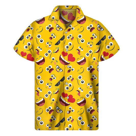 Emoji Tiki Tropics Hawaiian Short Sleeve Shirt - 1