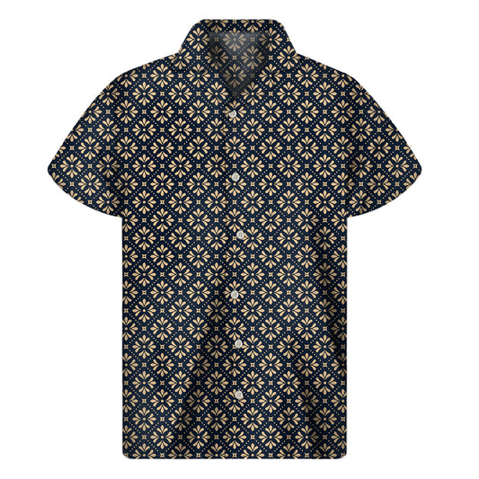 Tropical Vibes: Geometric Floral Print Hawaiian Shirt for Men - 1