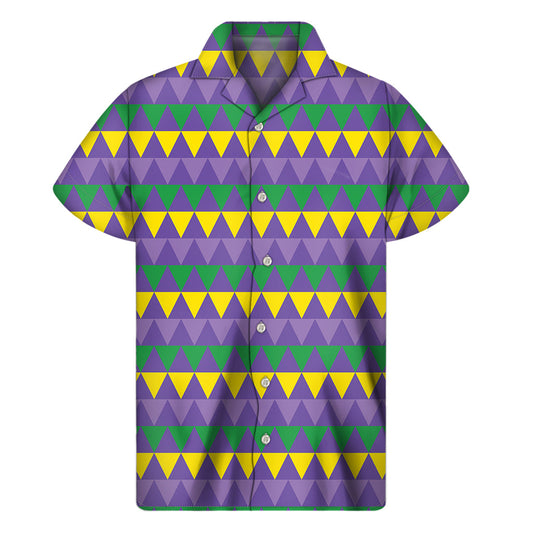 Geometric Mardi Gras Hawaiian Shirt - Perfect for Your Luau! - 1