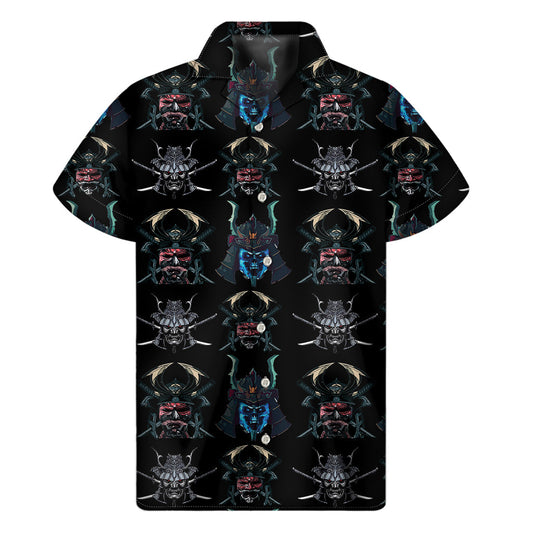 Ghost Samurai Mask Hawaiian Style Short Sleeve Shirt - 1