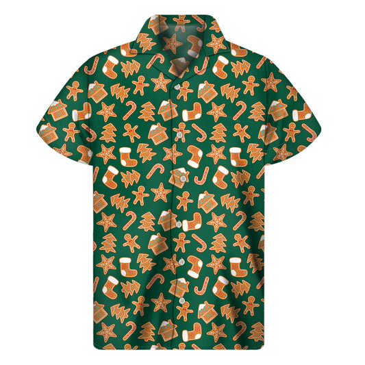 Gingerbread Cookies Paradise - Men's Hawaiian Short Sleeve Shirt - 1