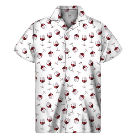 Island Cheers: Hawaiian Shirt with Glasses of Wine Pattern - 1