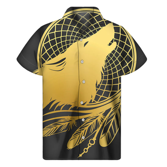 Golden Bohemian Howling Wolf Hawaiian Short Sleeve Shirt - 1