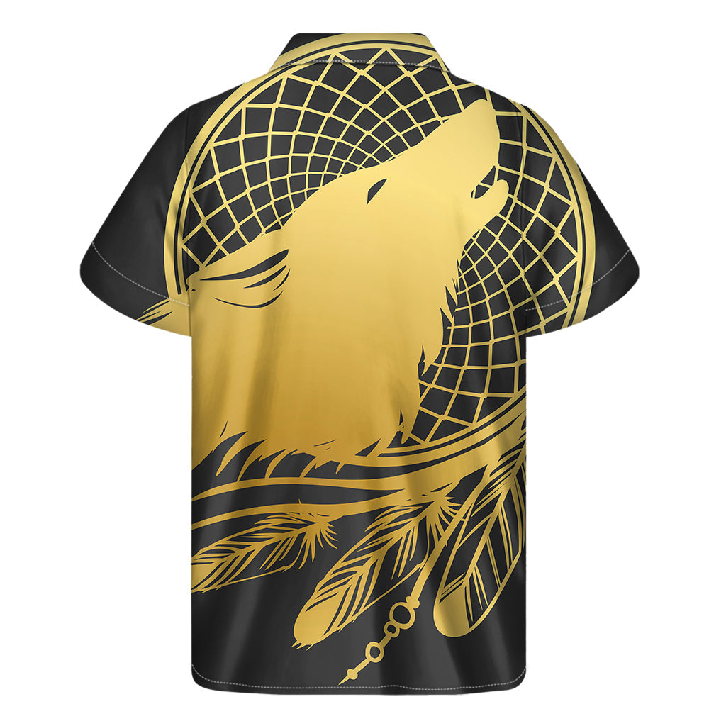 Golden Bohemian Howling Wolf Hawaiian Short Sleeve Shirt - 2