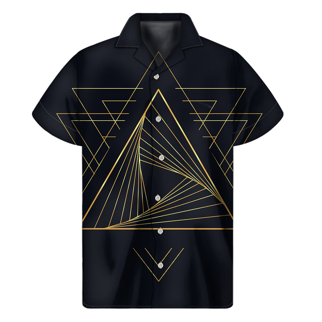Golden Pyramid Print Hawaiian Short Sleeve Shirt: Embrace Island Style - 1