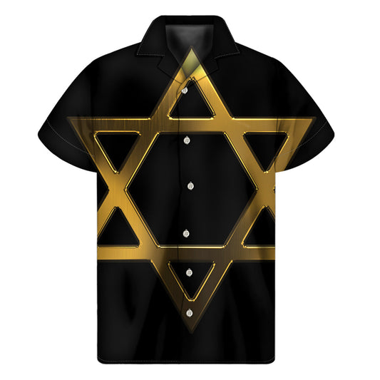 Golden Star of David Hawaiian Short Sleeve Shirt - 1