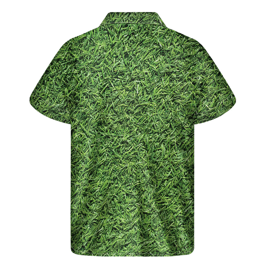 Feel the Aloha Vibes in our Golf Course Grass Print Hawaiian Short Sleeve Shirt - 2