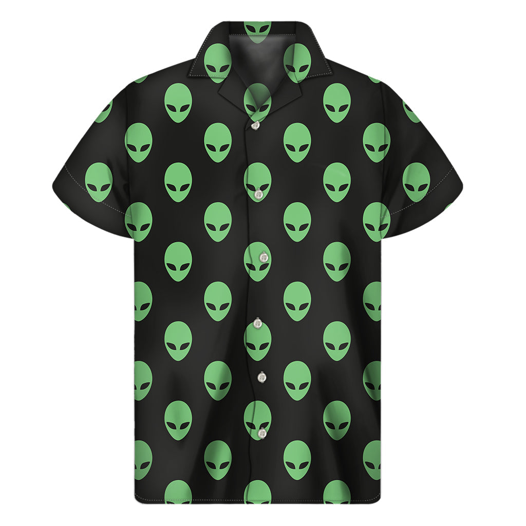 Green Alien Aloha: Men's Hawaiian Short Sleeve Shirt - 1