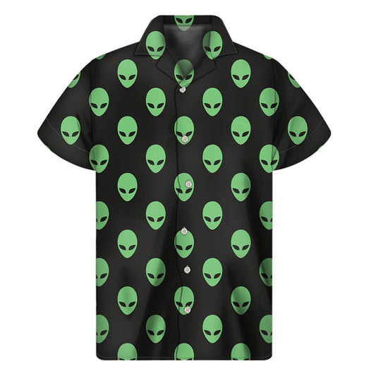 Green Alien Aloha: Men's Hawaiian Short Sleeve Shirt - 1