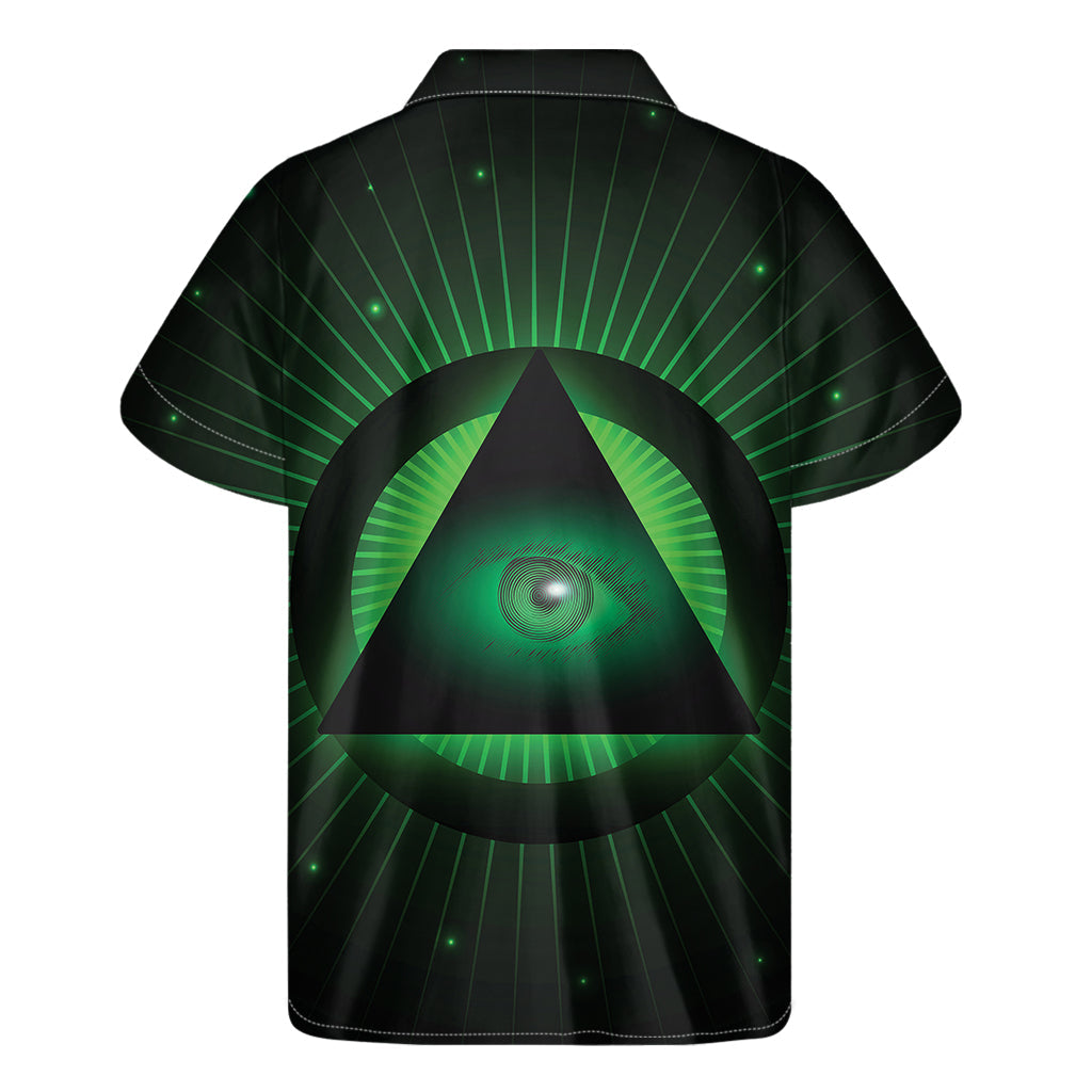 Green Masonic Eye Hawaiian Style Short Sleeve Shirt - 2