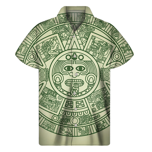 Maya Calendar Green Hawaiian Short Sleeve Shirt - 1