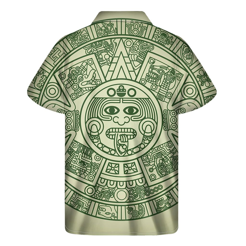 Maya Calendar Green Hawaiian Short Sleeve Shirt - 2