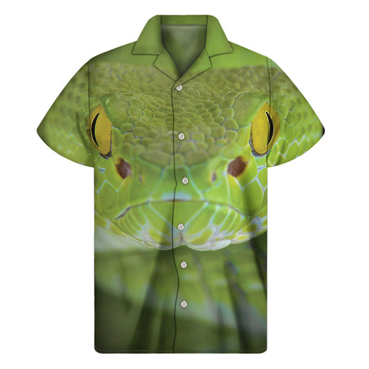 Green Pit Viper Hawaiian Aloha Shirt - Men's Short Sleeve - 1