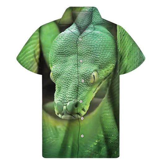 Green Reticulated Python Hawaiian Short Sleeve Shirt for Men - 1
