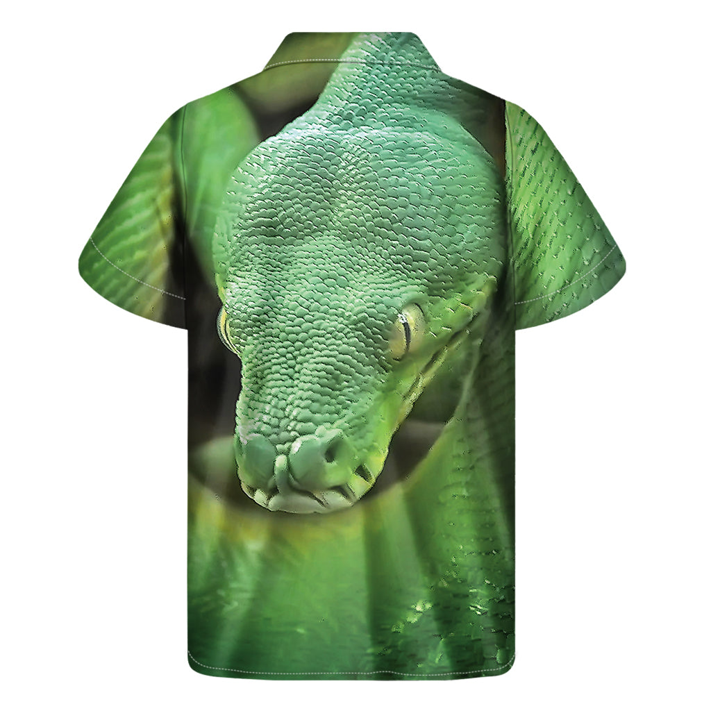 Green Reticulated Python Hawaiian Short Sleeve Shirt for Men - 2