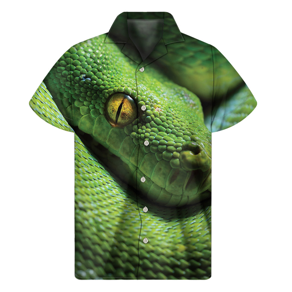 Green Tree Python Hawaiian Short Sleeve Shirt - 1