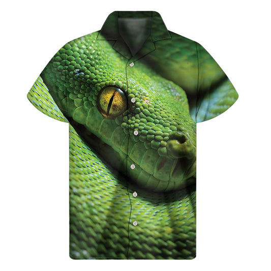 Green Tree Python Hawaiian Short Sleeve Shirt - 1