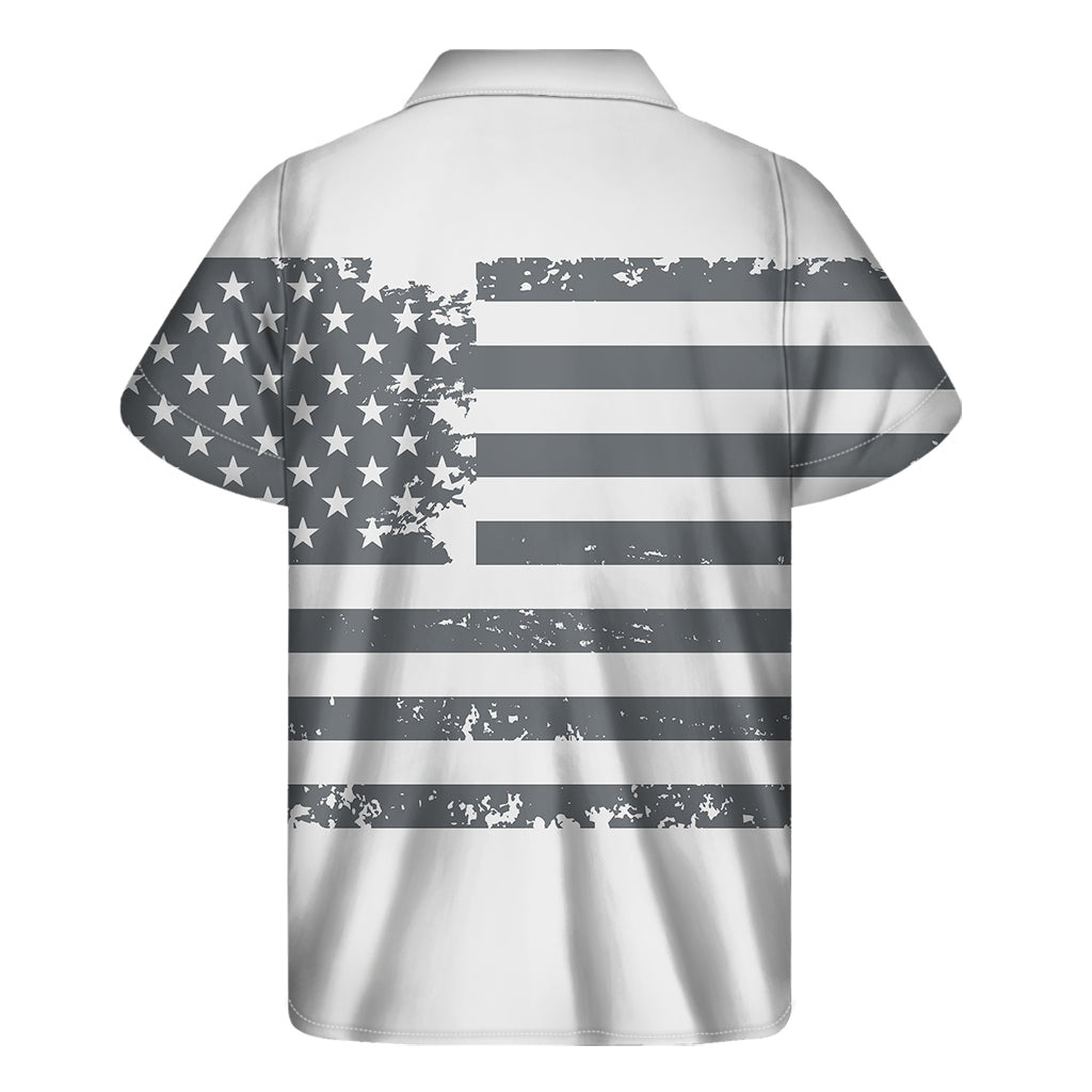 Grey Grunge Hawaiian Print Short Sleeve Shirt - 2