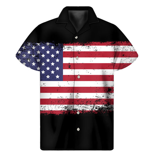 Island Vibes: Hawaiian Flag Print Men's Short Sleeve Shirt - 1