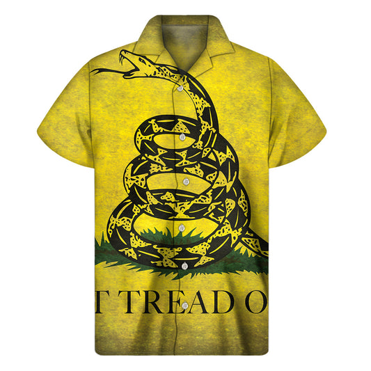 Gadsden Flag Grunge Hawaiian Short Sleeve Shirt - 1