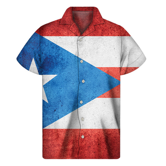 Hawaiian Vibes: Men's Grunge Hawaiian Short Sleeve Shirt - 1