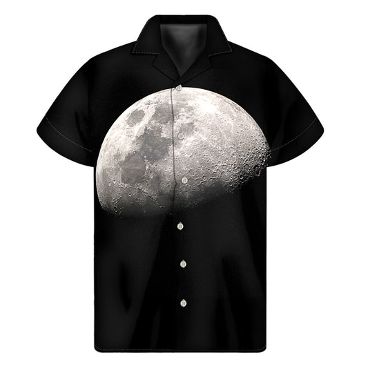 Hawaiian Vibes: Half Moon Print Short Sleeve Shirt - 1