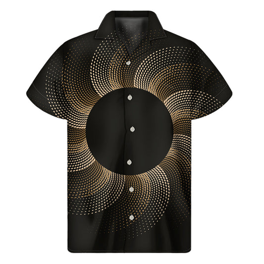 Sun-Kissed Aloha: Halftone Dot Hawaiian Short Sleeve Shirt - 1