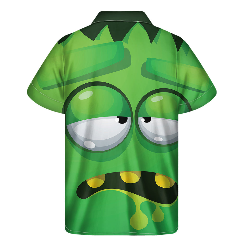 Hawaiian Halloween Frankenstein Face Print Short Sleeve Shirt - 2