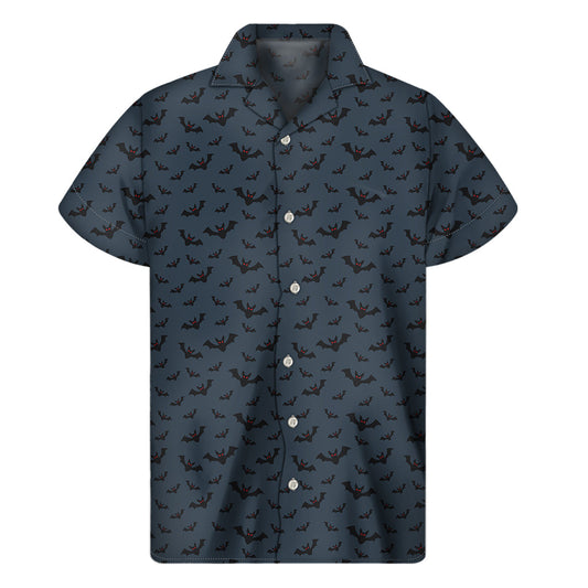 Vampire Bat Aloha: Men's Hawaiian Vampire Bat Pattern Short Sleeve Shirt - 1