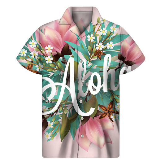 Tropical Vibes: Men's Hawaiian Flower Aloha Print Short Sleeve Shirt - 1