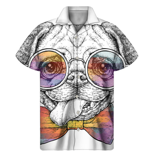 Hawaiian Hound Printed Men's Short Sleeve Aloha Shirt - 1