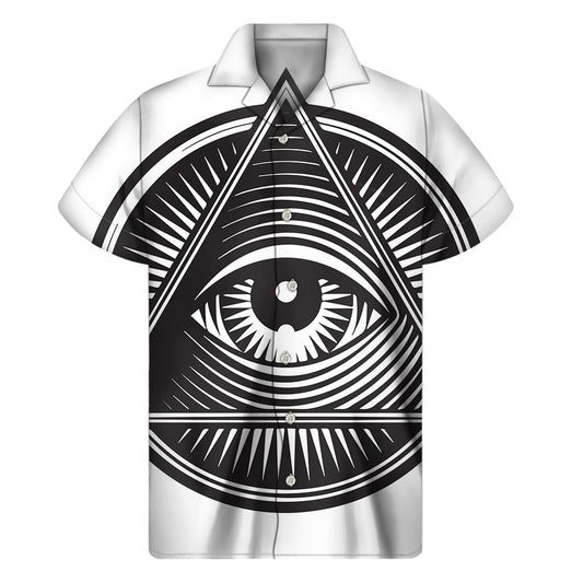 Illuminati Symbol Print Hawaiian Short Sleeve Shirt - 1