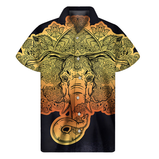 Tropical Elephants: Men's Hawaiian Short Sleeve Shirt - 1
