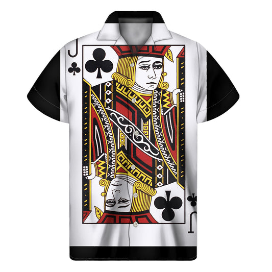 Island Vibes: Men's Short Sleeve Hawaiian Shirt with Playing Card Print - 1