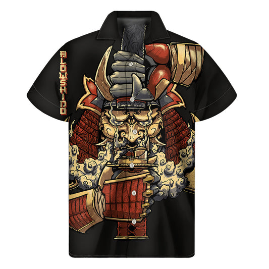 Hawaiian Ghost Samurai Print Short Sleeve Shirt - 1