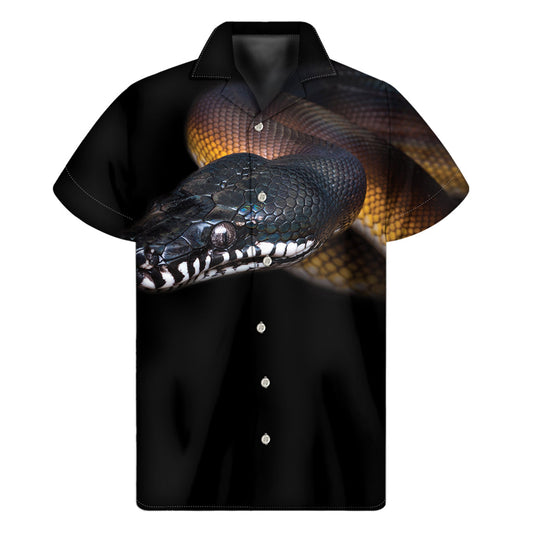 Leiopython Snake Print Hawaiian Short Sleeve Shirt - 1