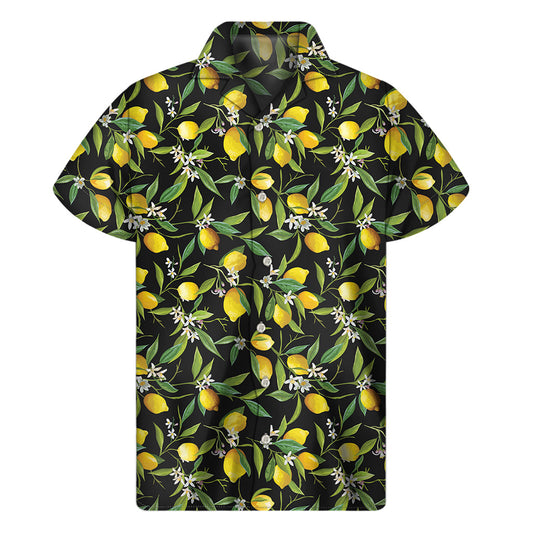Lemon and Flower Hawaiian Vibes: Men's Short Sleeve Shirt - 1