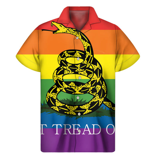 LGBT Rainbow Gadsden Flag Hawaiian Short Sleeve Shirt - 1