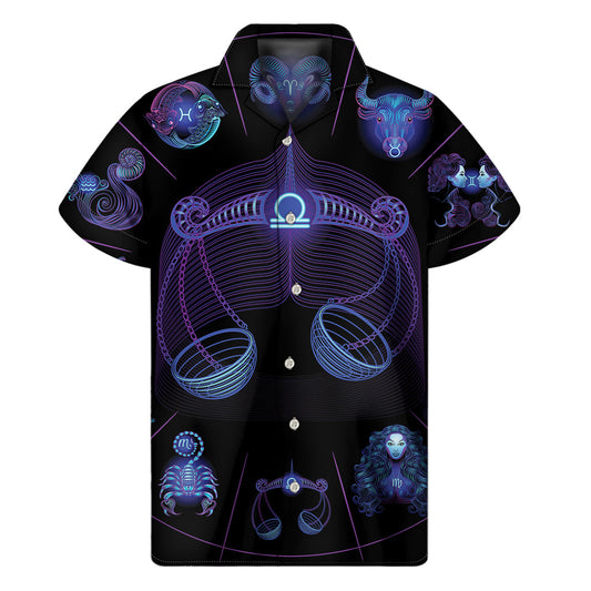 Libra Aloha: Astrological Signs Hawaiian Short Sleeve Shirt - 1